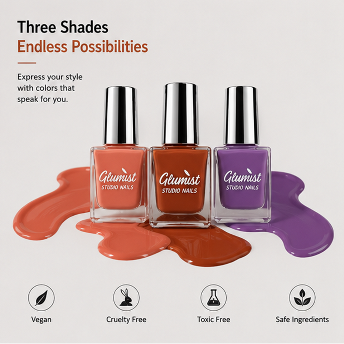 Glumist Studio Nails™ 3-Piece Nail Polish Set